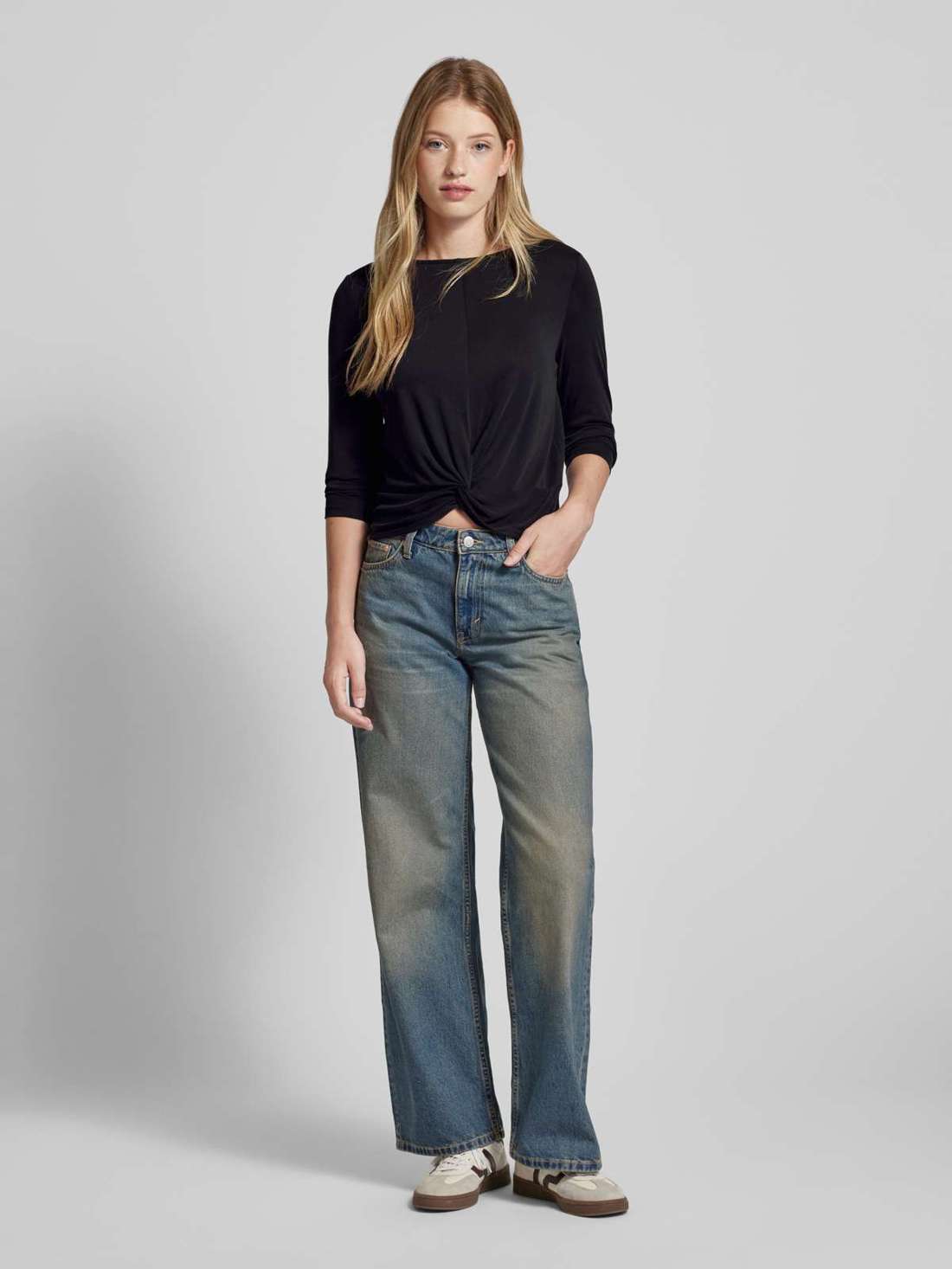 Рубашка стандартного кроя с длинными рукавами и эффектом узла