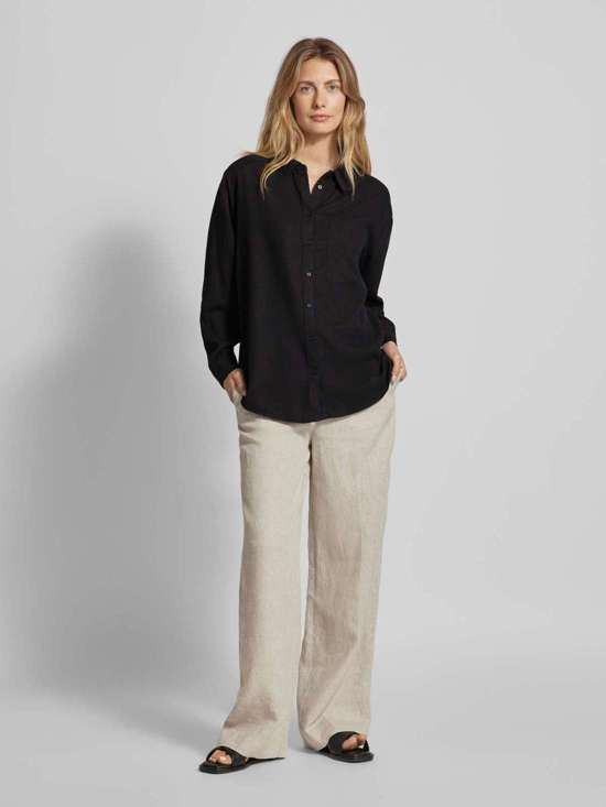 Льняная блузка-рубашка с нагрудным карманом Ina