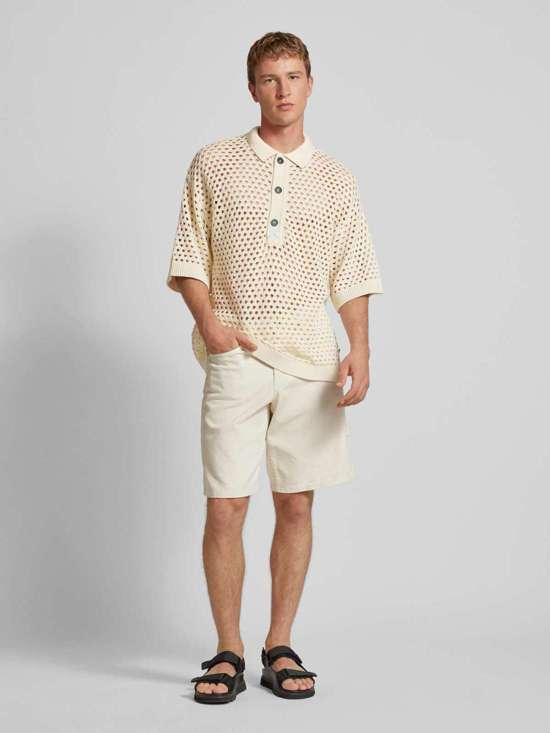 Рубашка-поло свободного кроя с узором из дырочек