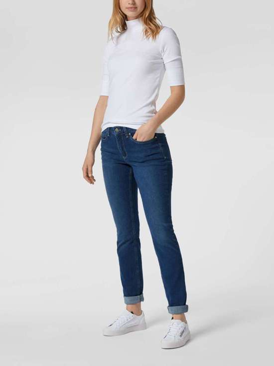 Джинсы скинни с высокой посадкой и контрастной строчкой