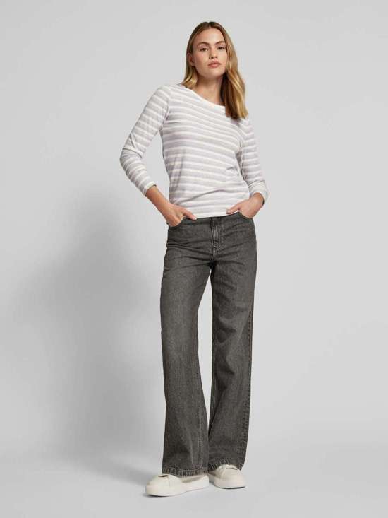 Рубашка с длинными рукавами и круглым вырезом в рубчик