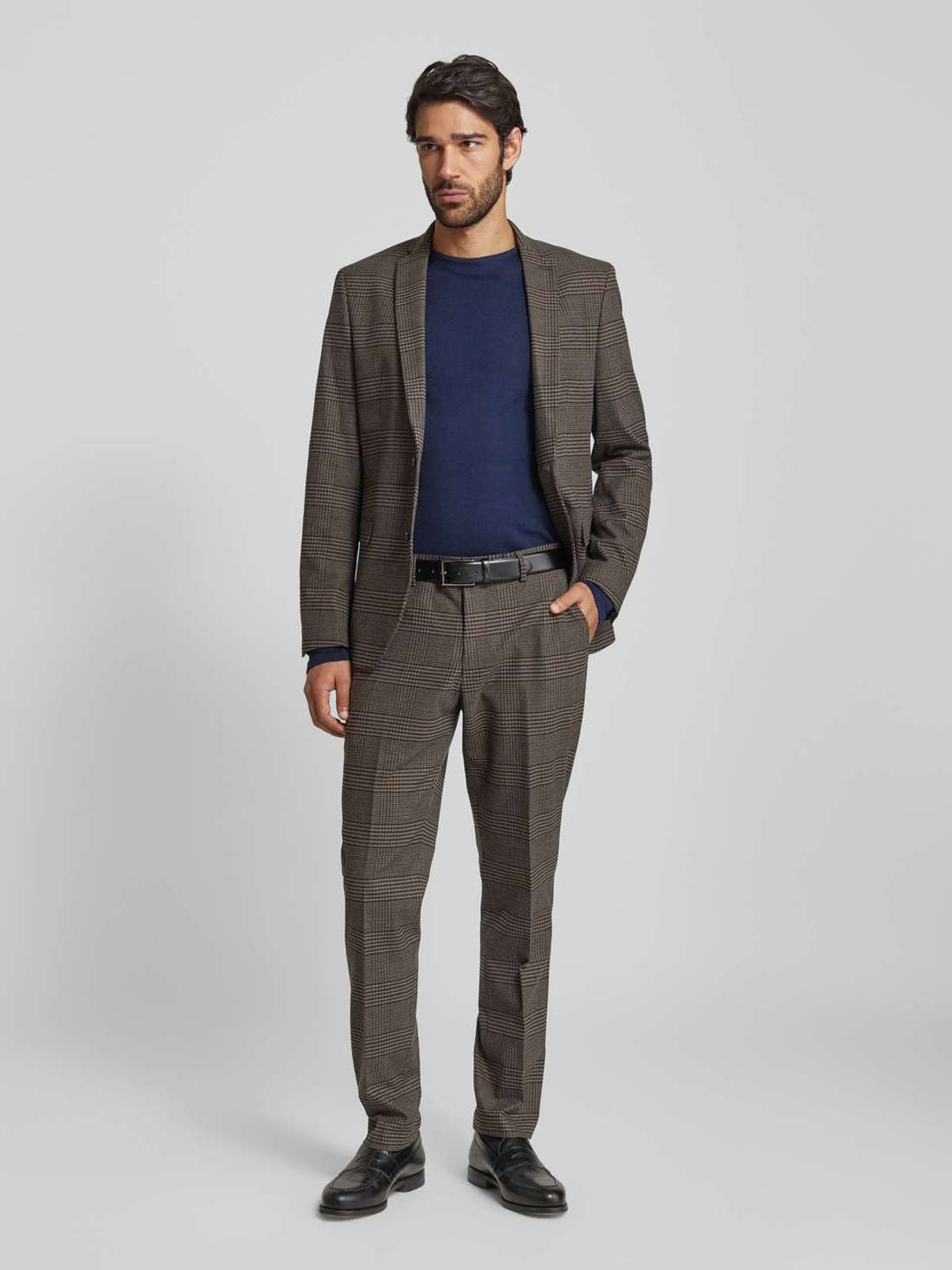 Фланелевой костюмный пиджак приталенного кроя в клетку S.O PURE