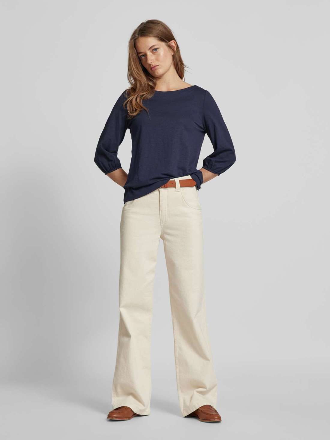 Футболка с круглым вырезом и рукавами 3/4