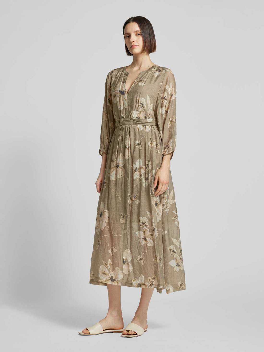 Платье миди с воротником-туникой