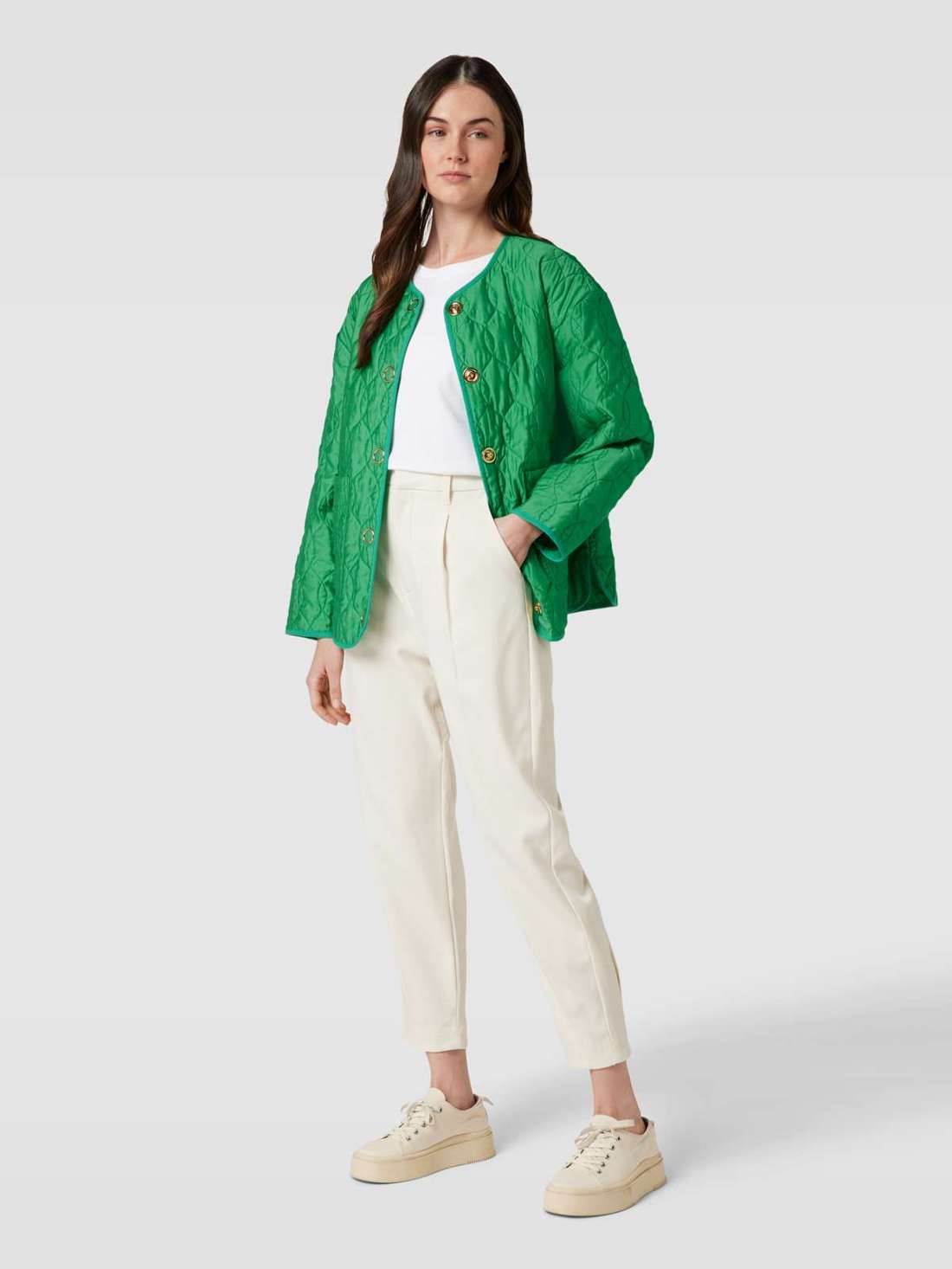 Стеганая куртка с планкой на пуговицах