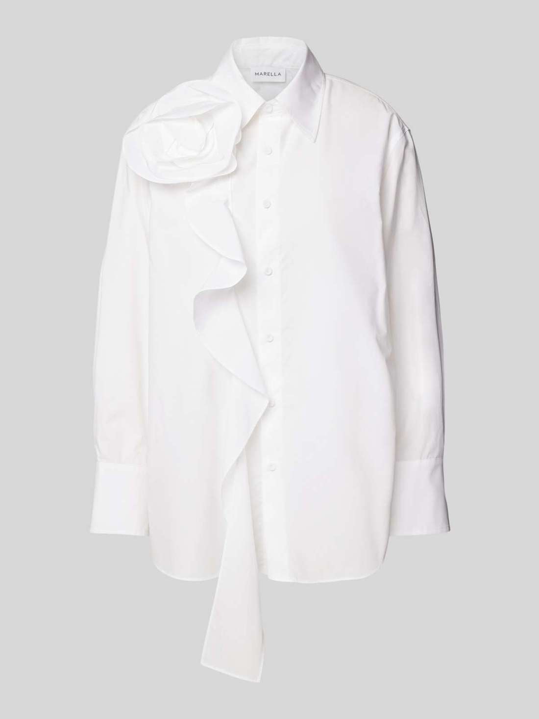 Блузка-рубашка стандартного кроя с цветочной аппликацией KETCH