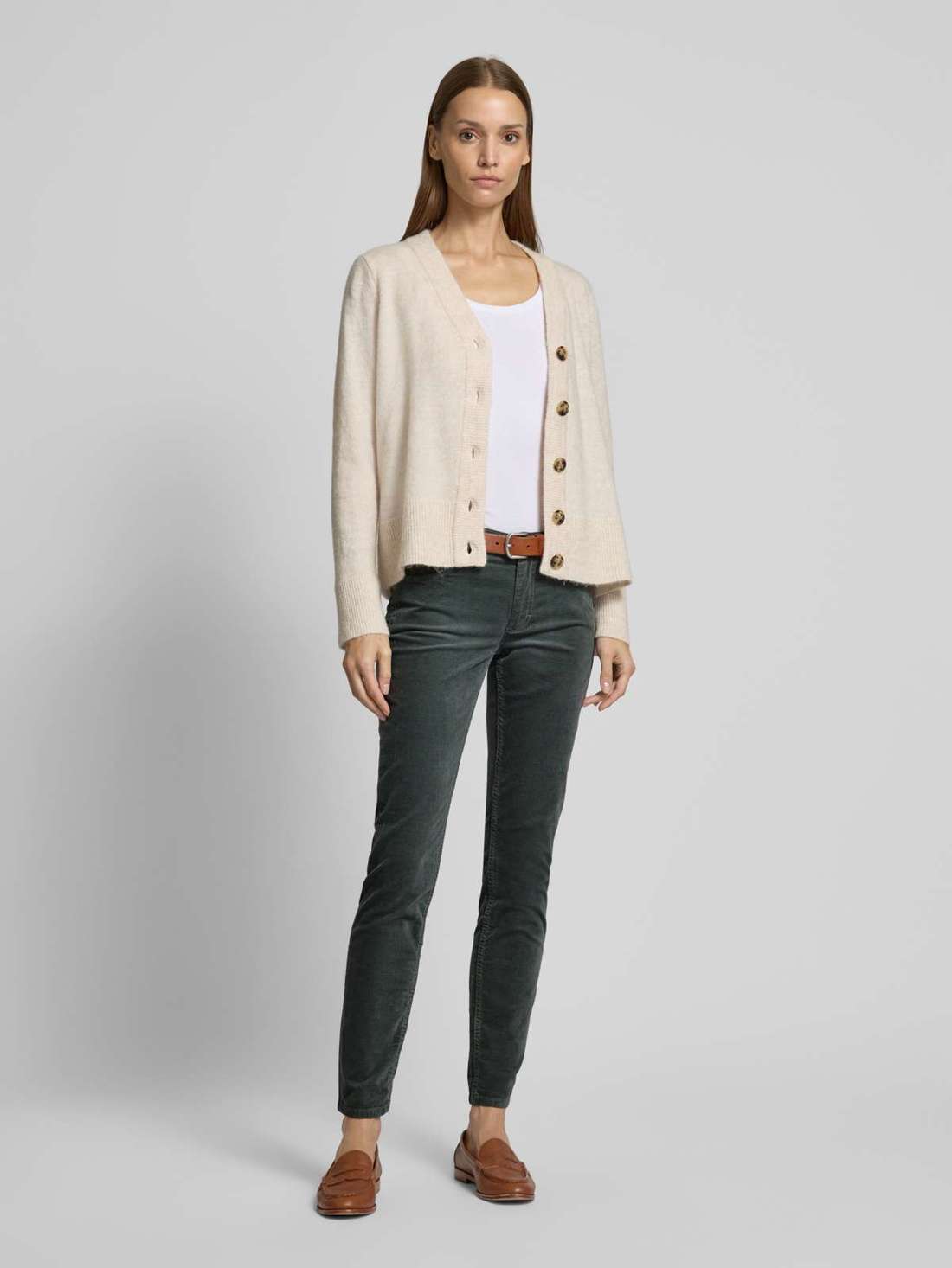 Бархатные брюки приталенного кроя из хлопковой вискозы стрейч Model LULEA