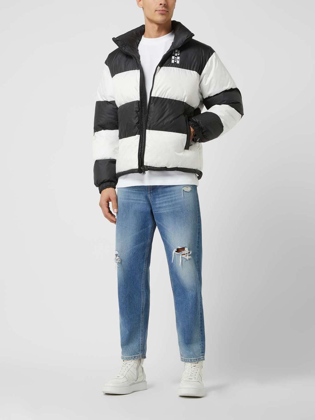 Стеганая куртка с блочными полосками