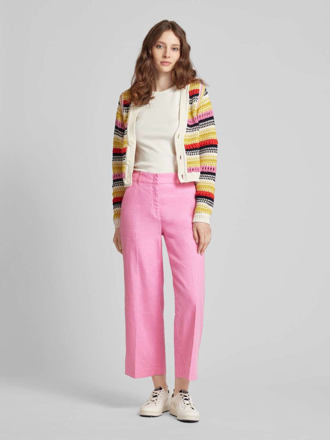 Льняные брюки прямого кроя с заглаженными складками CALIFORNIA