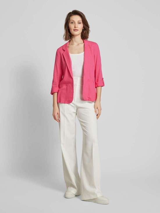 Блейзер однотонного дизайна из смеси вискозы и льна