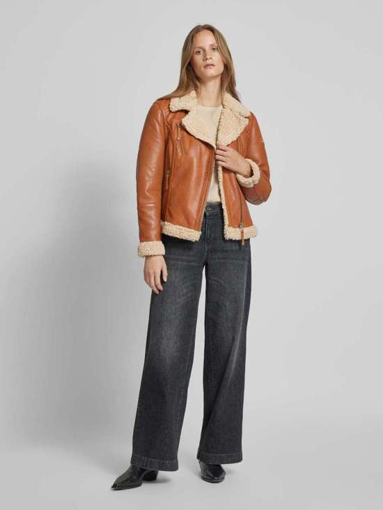 Кожаная куртка прямого кроя в байкерском стиле из кожи наппы ягненка