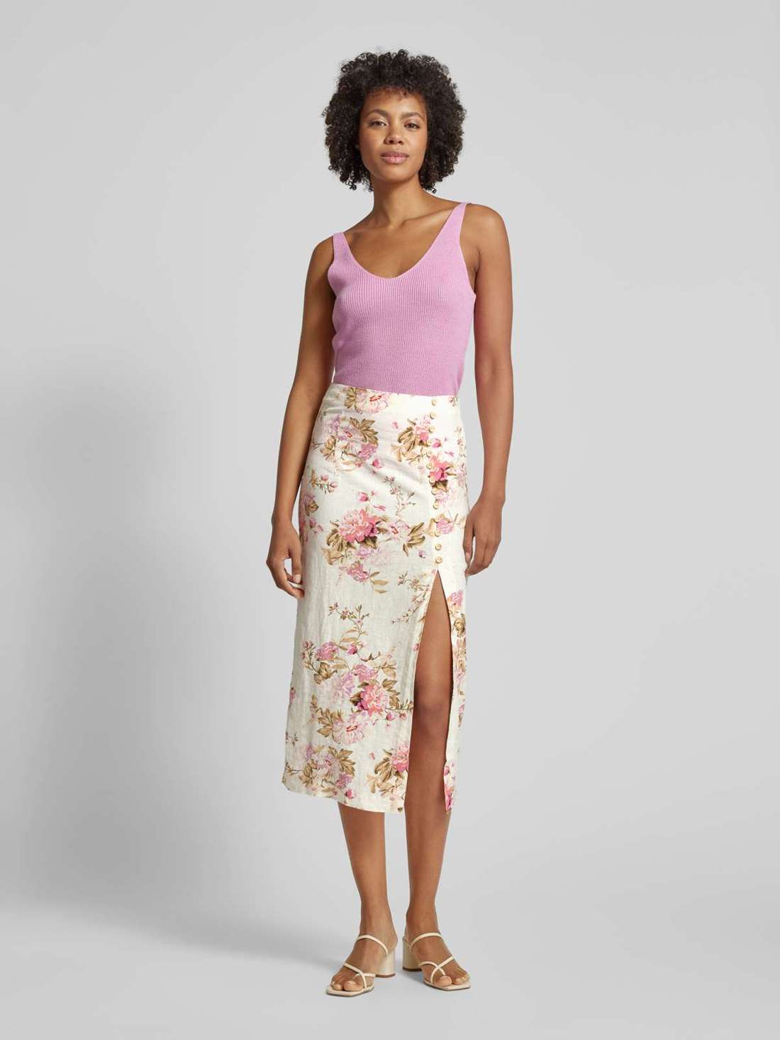 Льняная юбка с цветочным узором CARLA