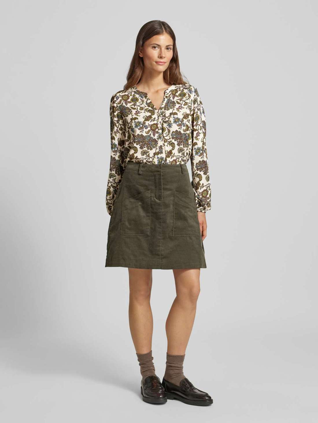 Блуза прямого кроя из вискозы с воротником стойкой NINE