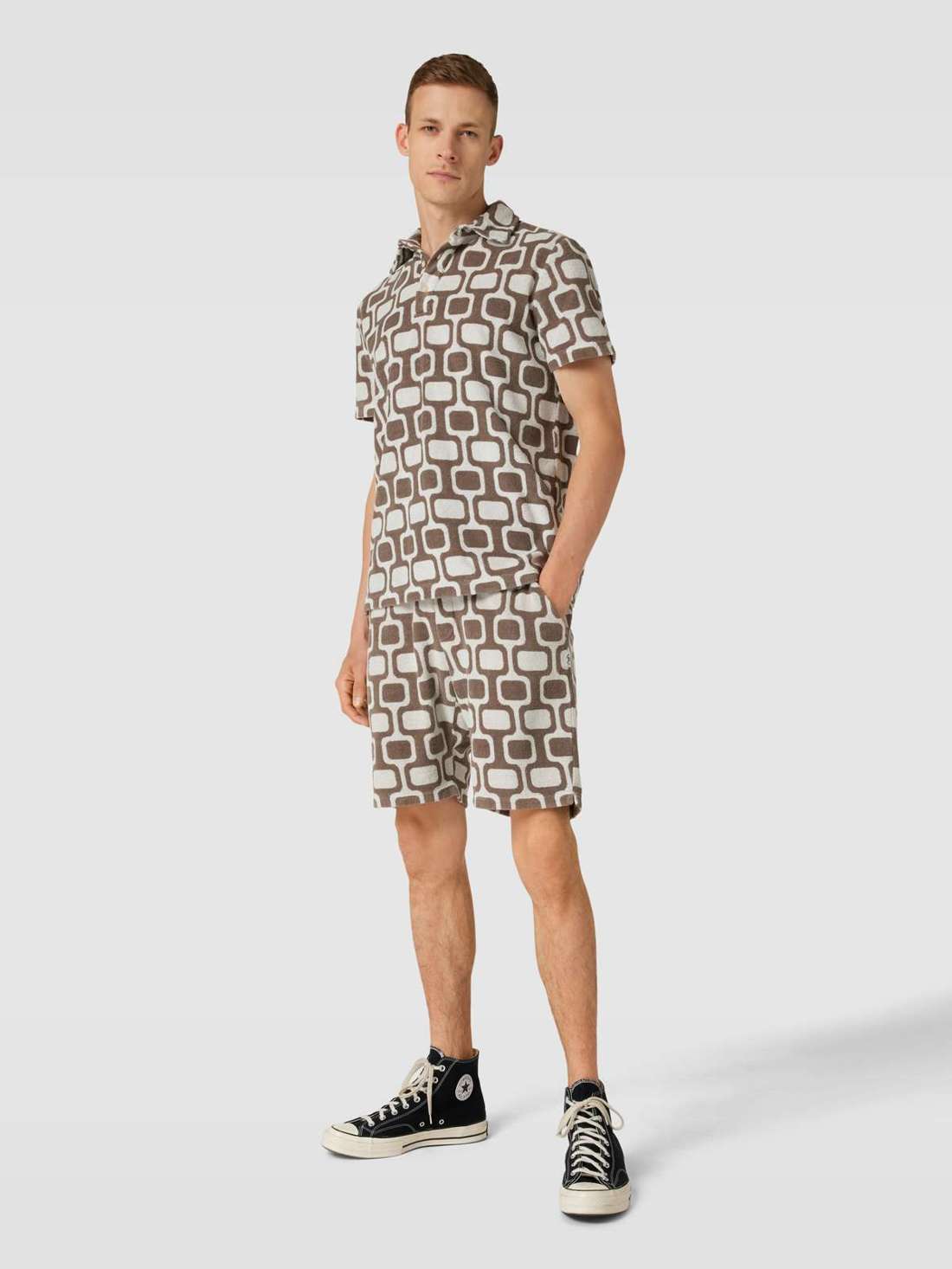 Рубашка-поло с узором по всей поверхности