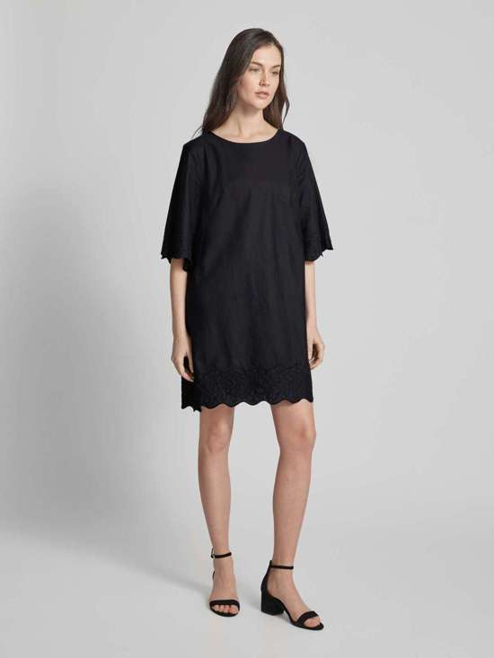 Мини-платье однотонного дизайна с круглым вырезом