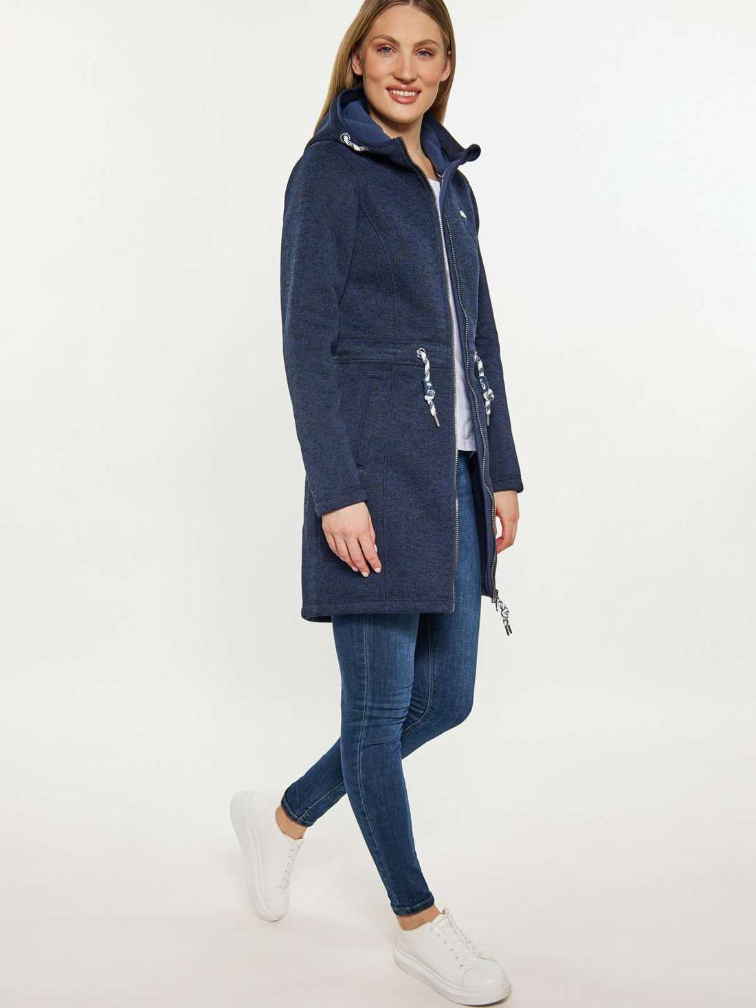 Вязаное флисовое пальто