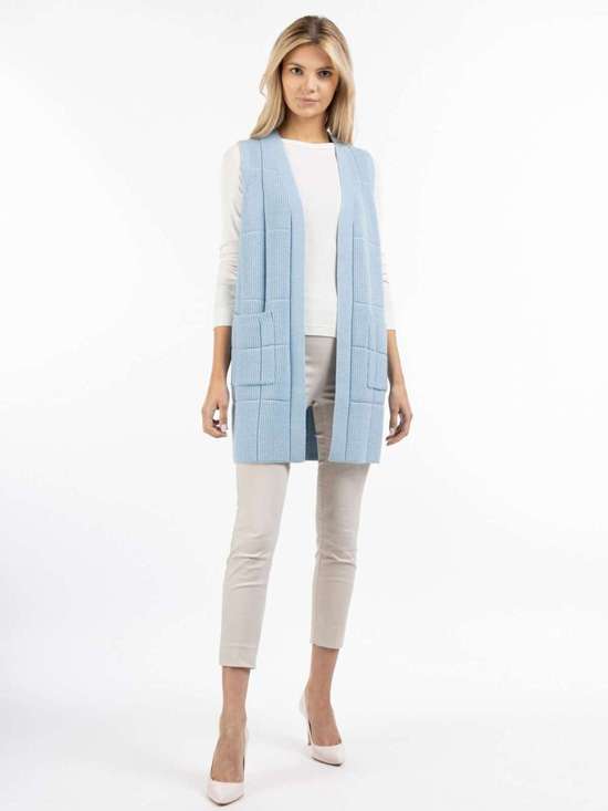 Вязаный жилет длинный