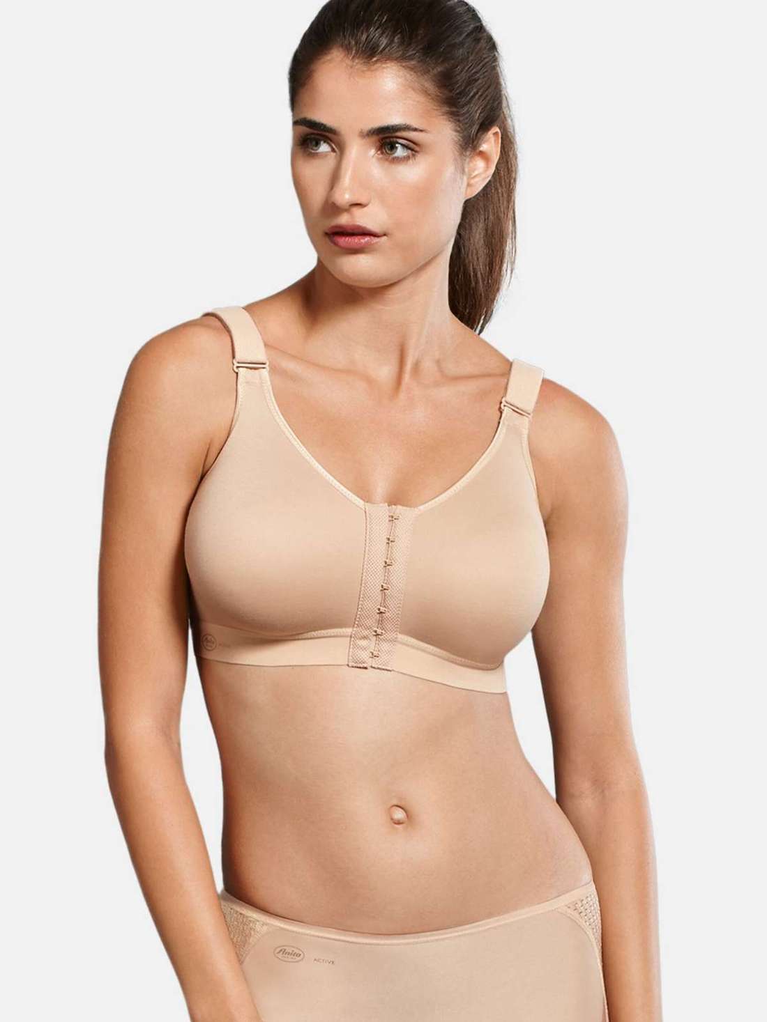 Спортивный бюстгальтер с застежкой спереди, открытая линия спереди