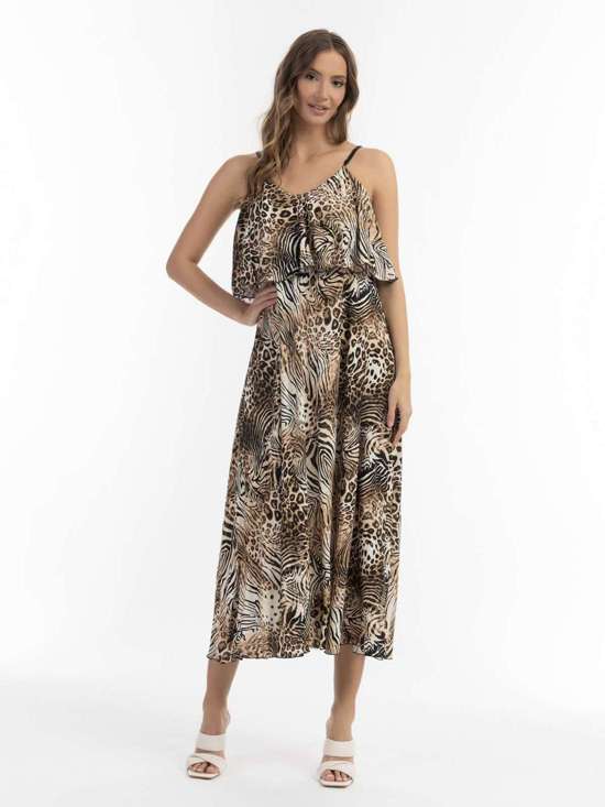 Платье макси с животным принтом