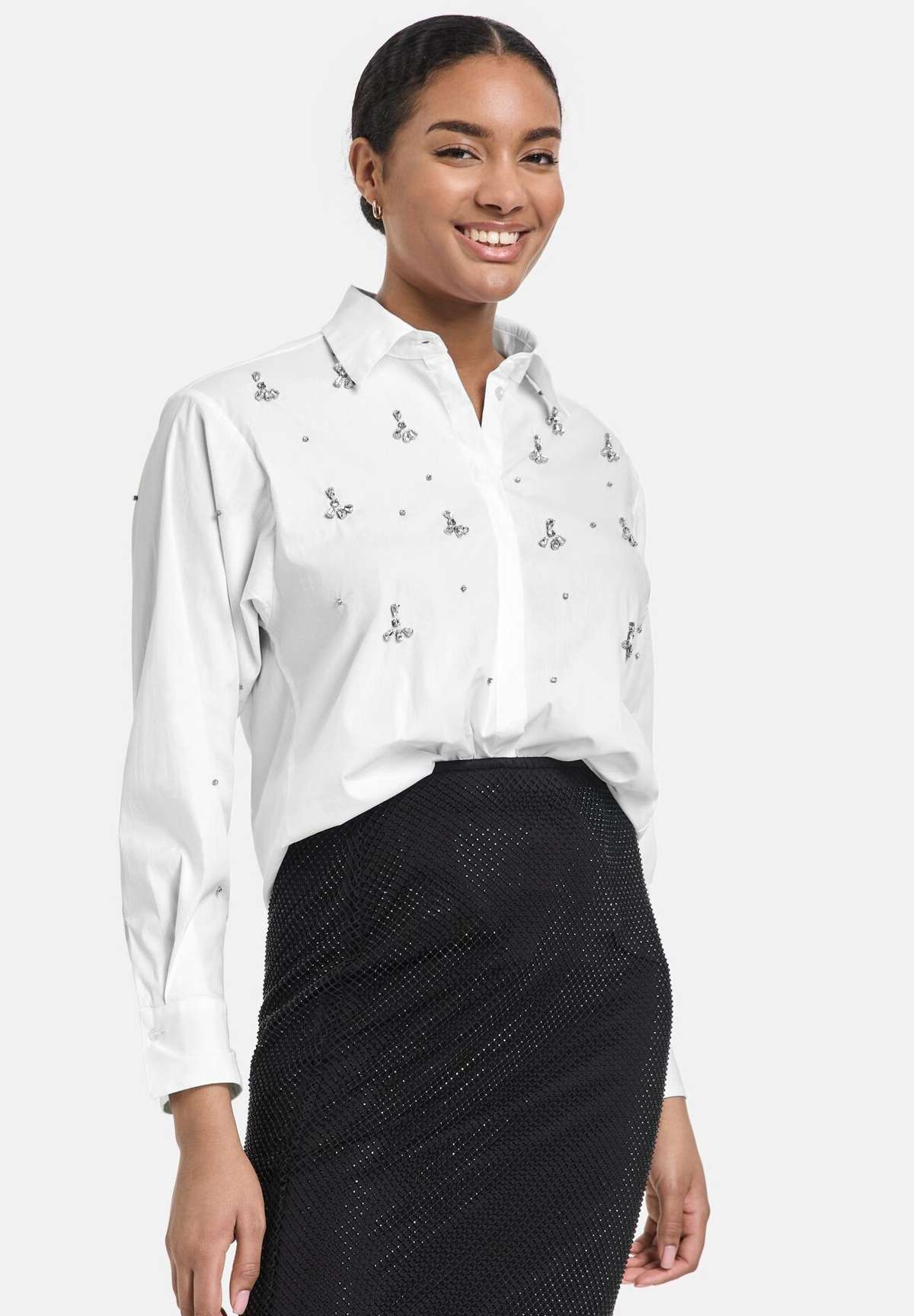Блуза-рубашка LANGARM MIT STRASSSTEIN-DEKOR