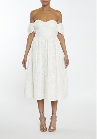 Коктельное платье AMELIA WHITE FLORAL 3D BARDOT MIDAXI SKATER