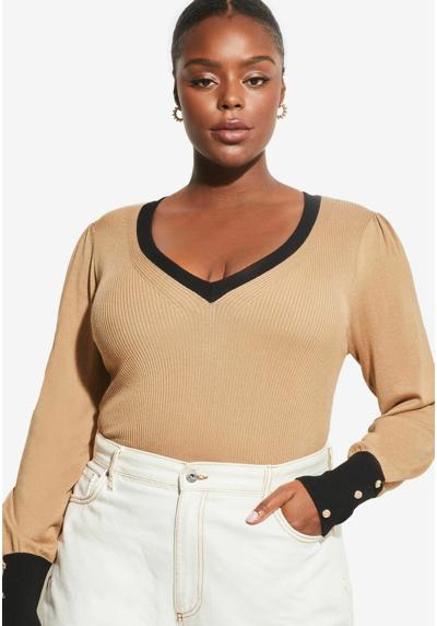 Пуловер PLUS SIZE V NECK TIPPED