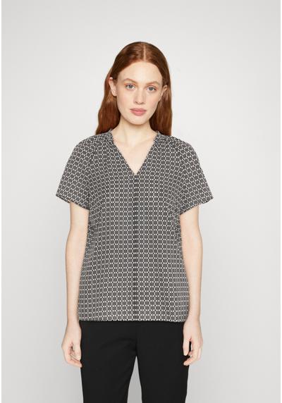 Блузка BLOUSE SMALL STAND-UP COLLAR PIN-TUCK AT NECKLINE PRINTED