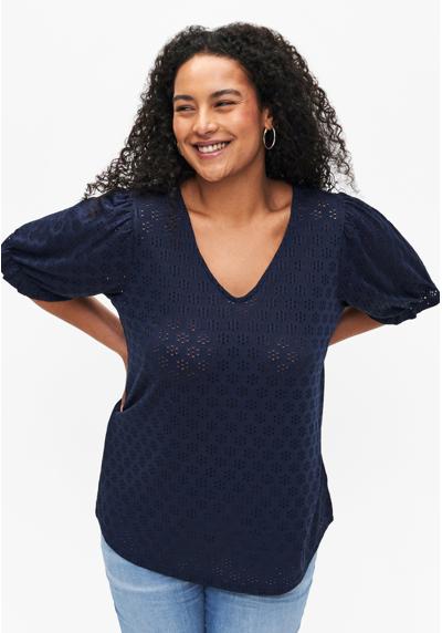 Блузка V-NECK WITH HOLE PATTERN