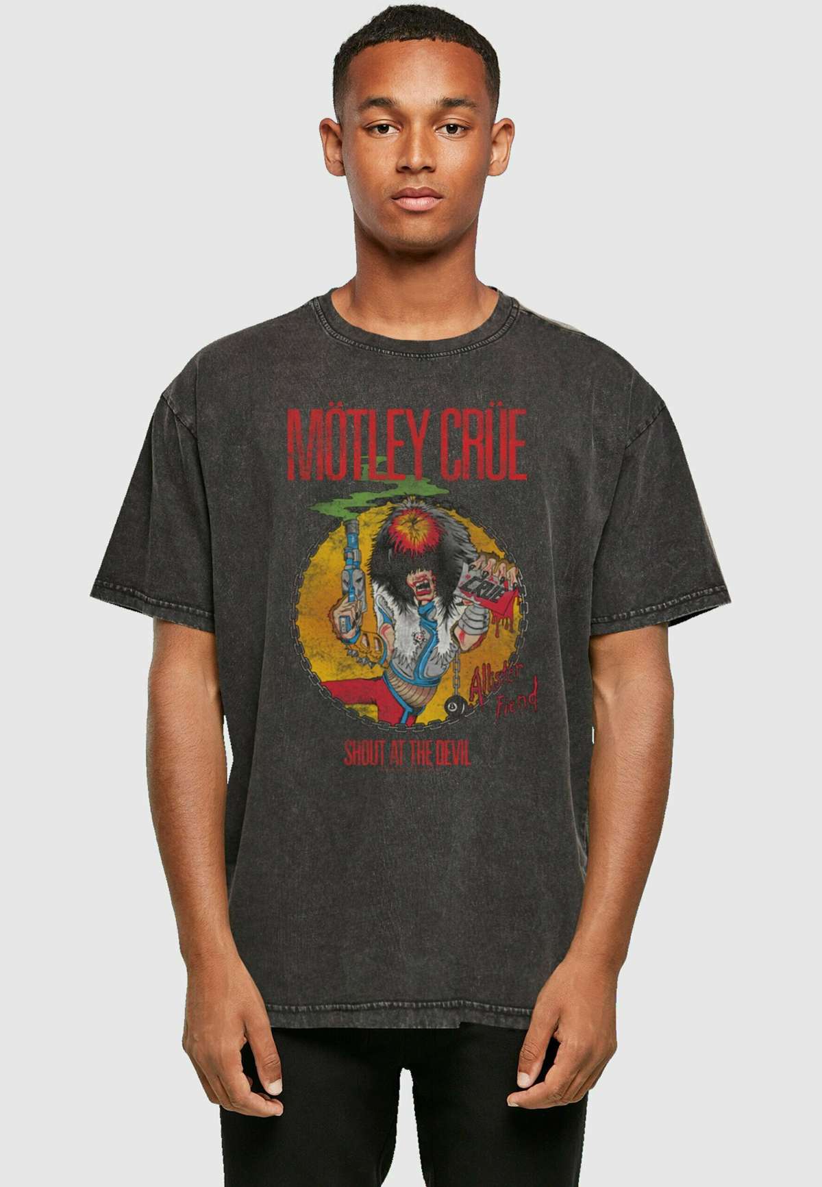 MOTLEY CRUE - ALLISTER FIEND SATD ACID WASHED HEAVY OVERSIZE TEE - T-Shirt print MOTLEY CRUE