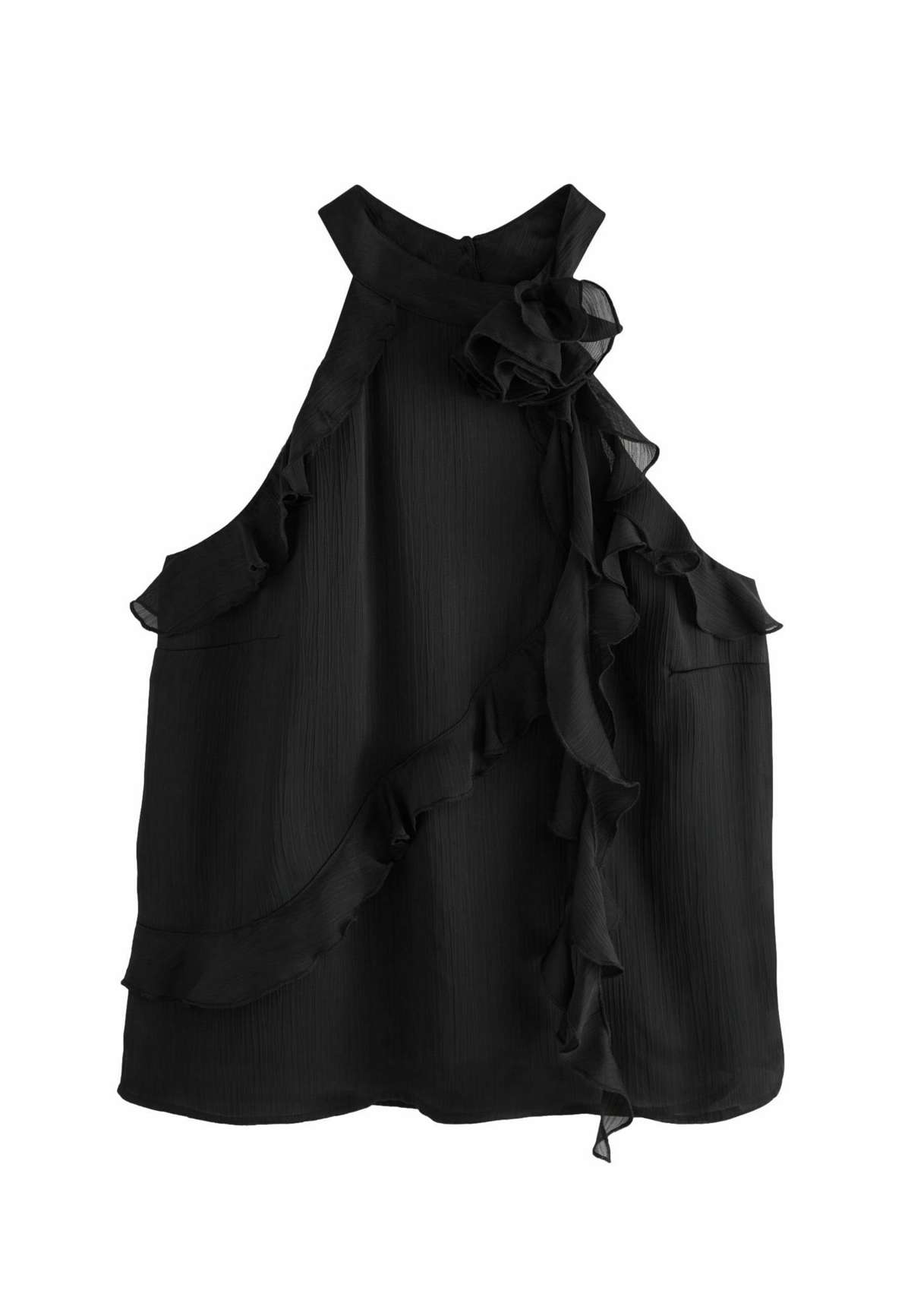 Топ CORSAGE NECK RUFFLE FRONT DETAIL SLEEVELESS BLOUSE