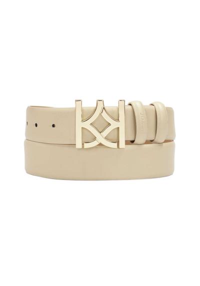 Ремень Beige smooth leather belt with a striking buckle