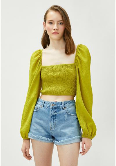 Блузка PUFF SLEEVE SQUARE NECK GIMPED CROP